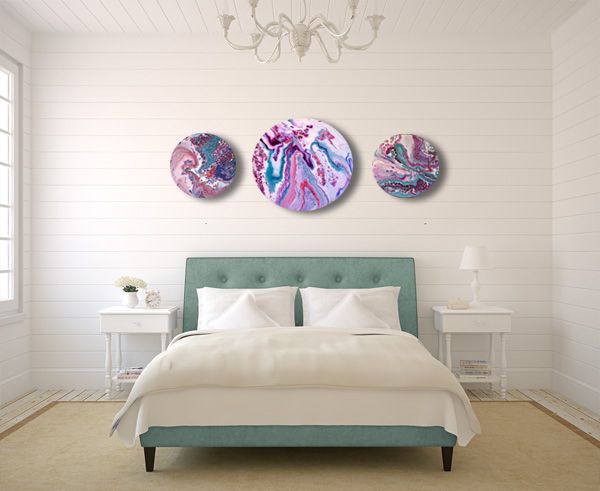 Fluid Acrylic on Round Canvases