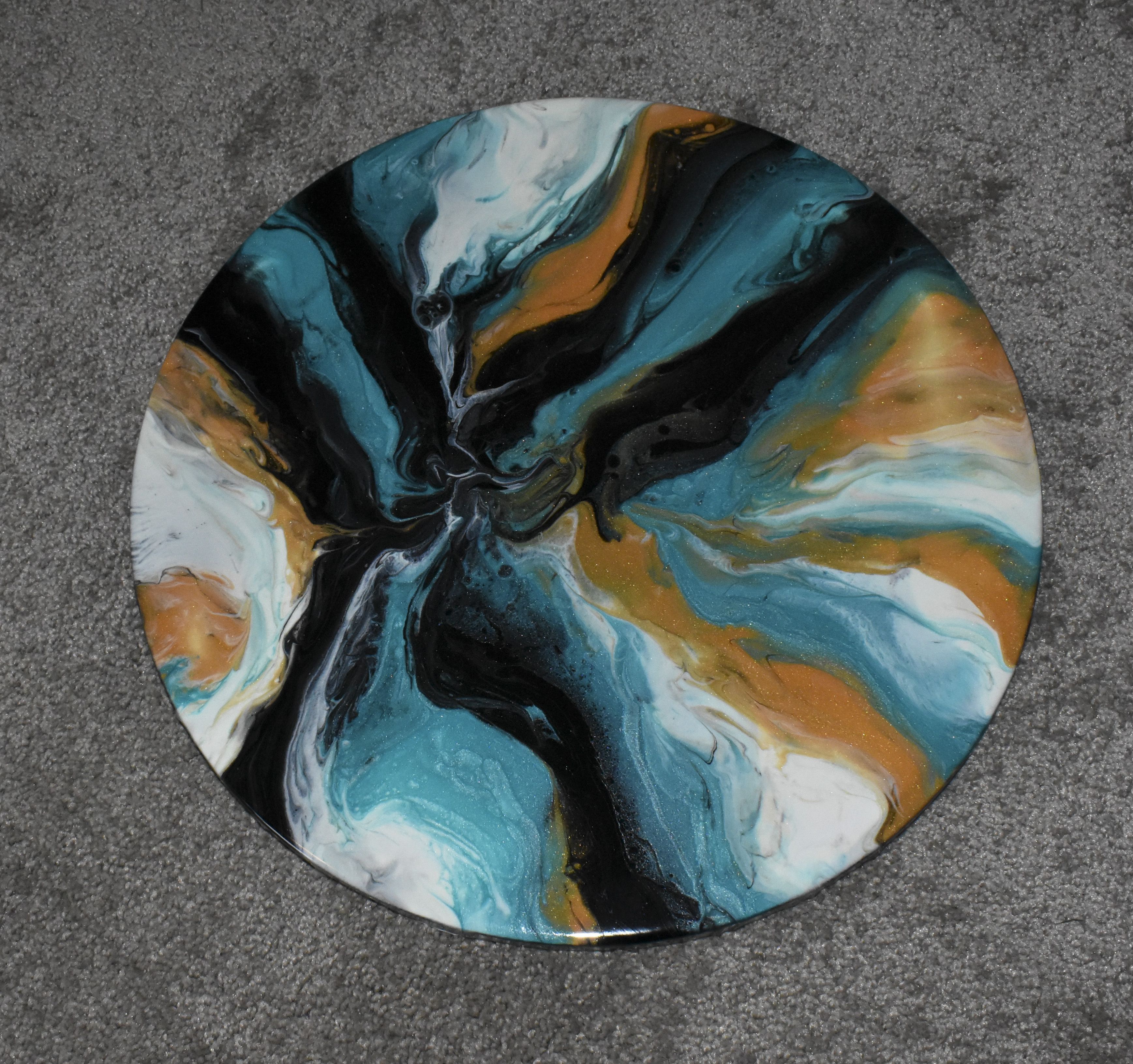 16 inch round resin painting on canvas 