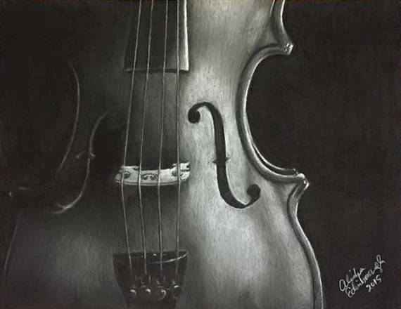 8x10 Print of Original Black and White Charcoal