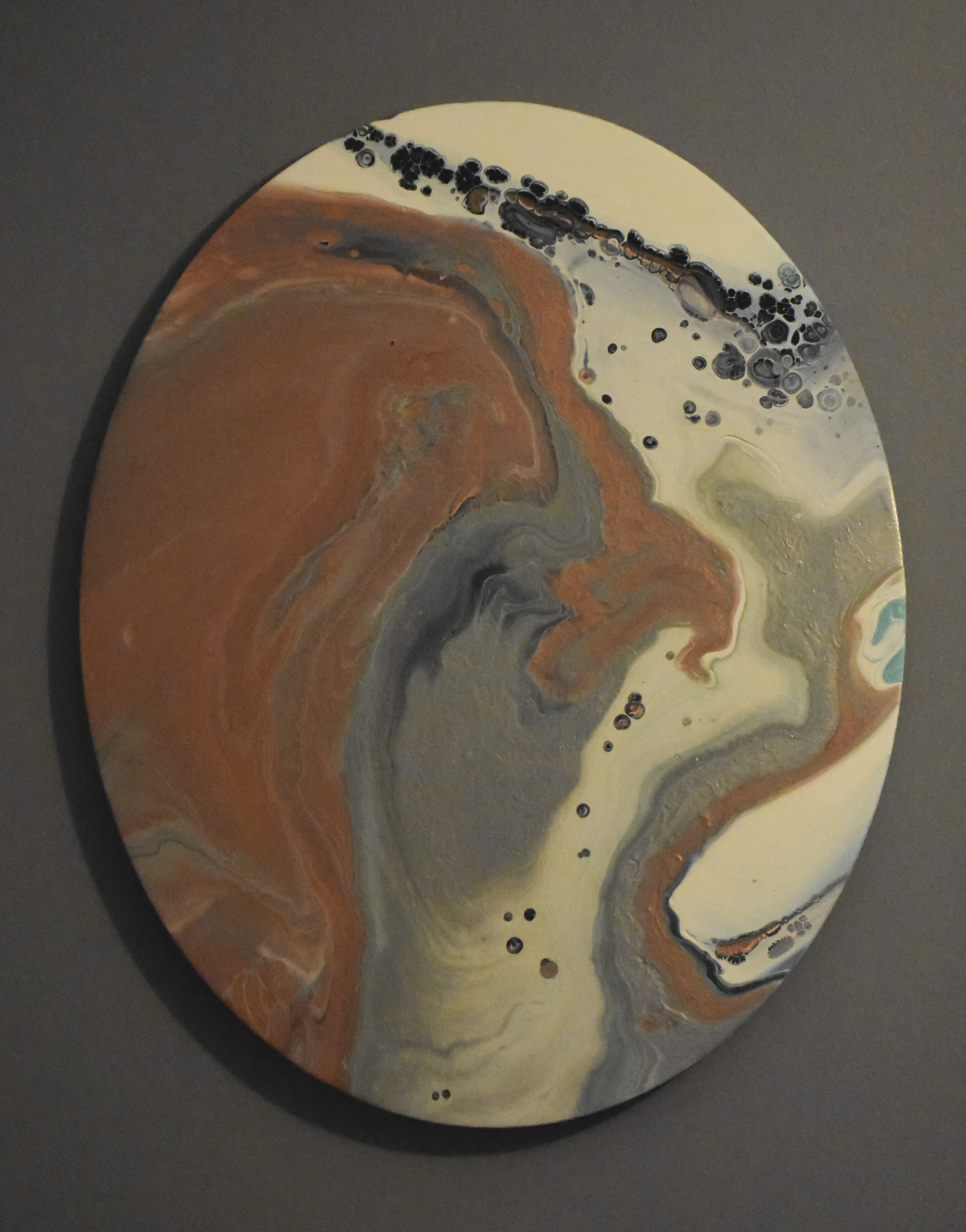 Acrylic and Metallics on Oval Canvas